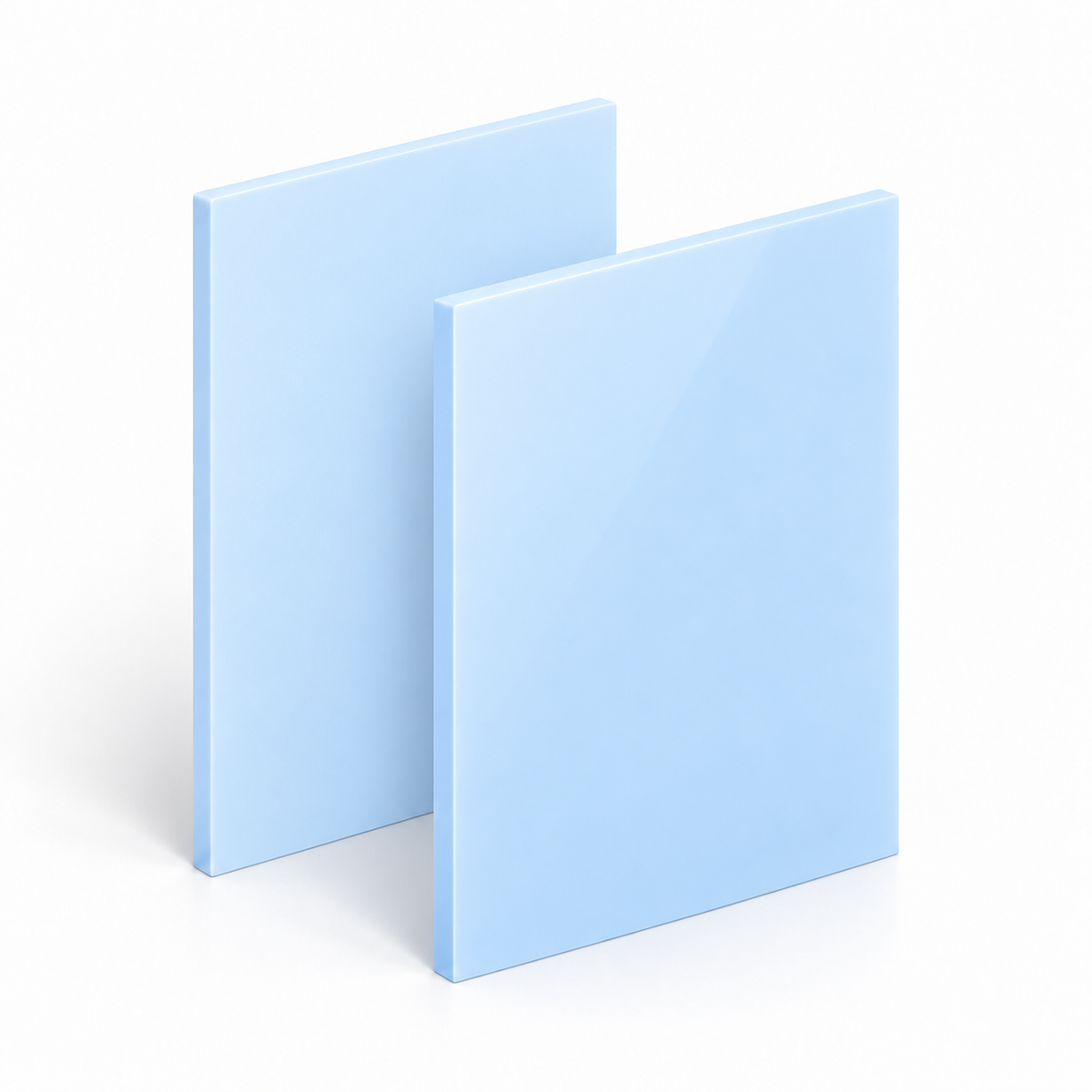 Bright pastel-blue Perspex cast acrylic sheet with matt and gloss finishes
